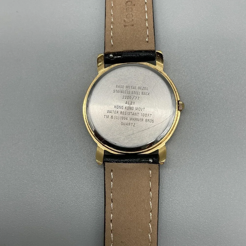 Vintage 1994 Marvin The Martian Mens Watch 33mm Green Dial Leather New Battery